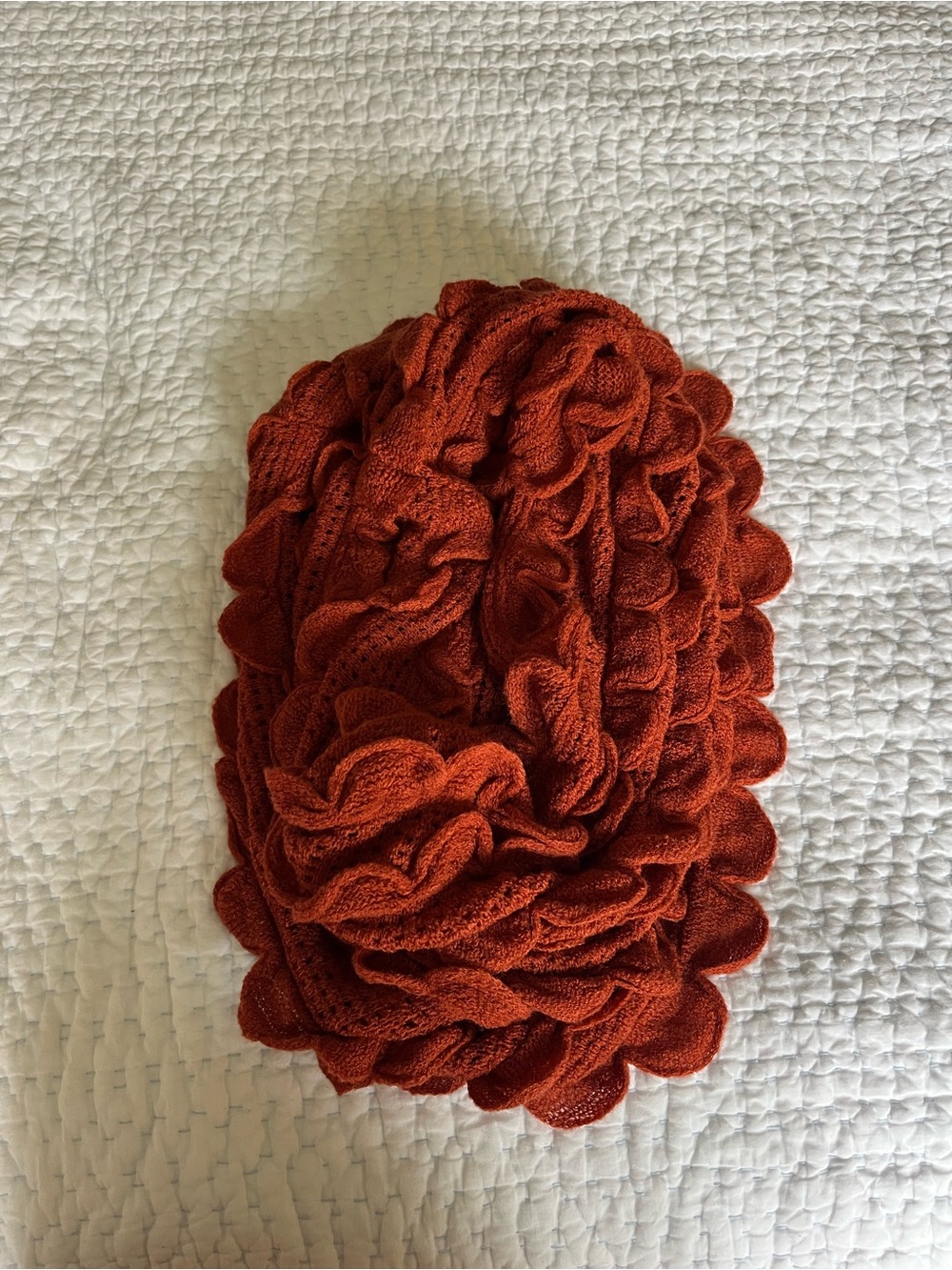 Cozy Rust Orange Ruffle Infinity Scarf - Picture 2 of 2